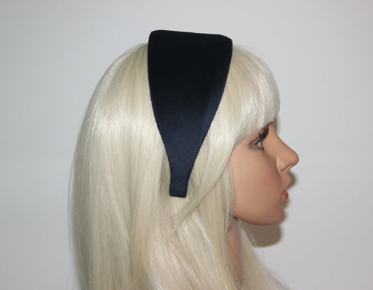 Dark Blue cotton velvet headband for women, from narrow to extra wide hairband, plastic free