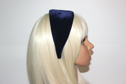 Navy silk velvet headband from narrow to extra wide hairband for women, plastic free