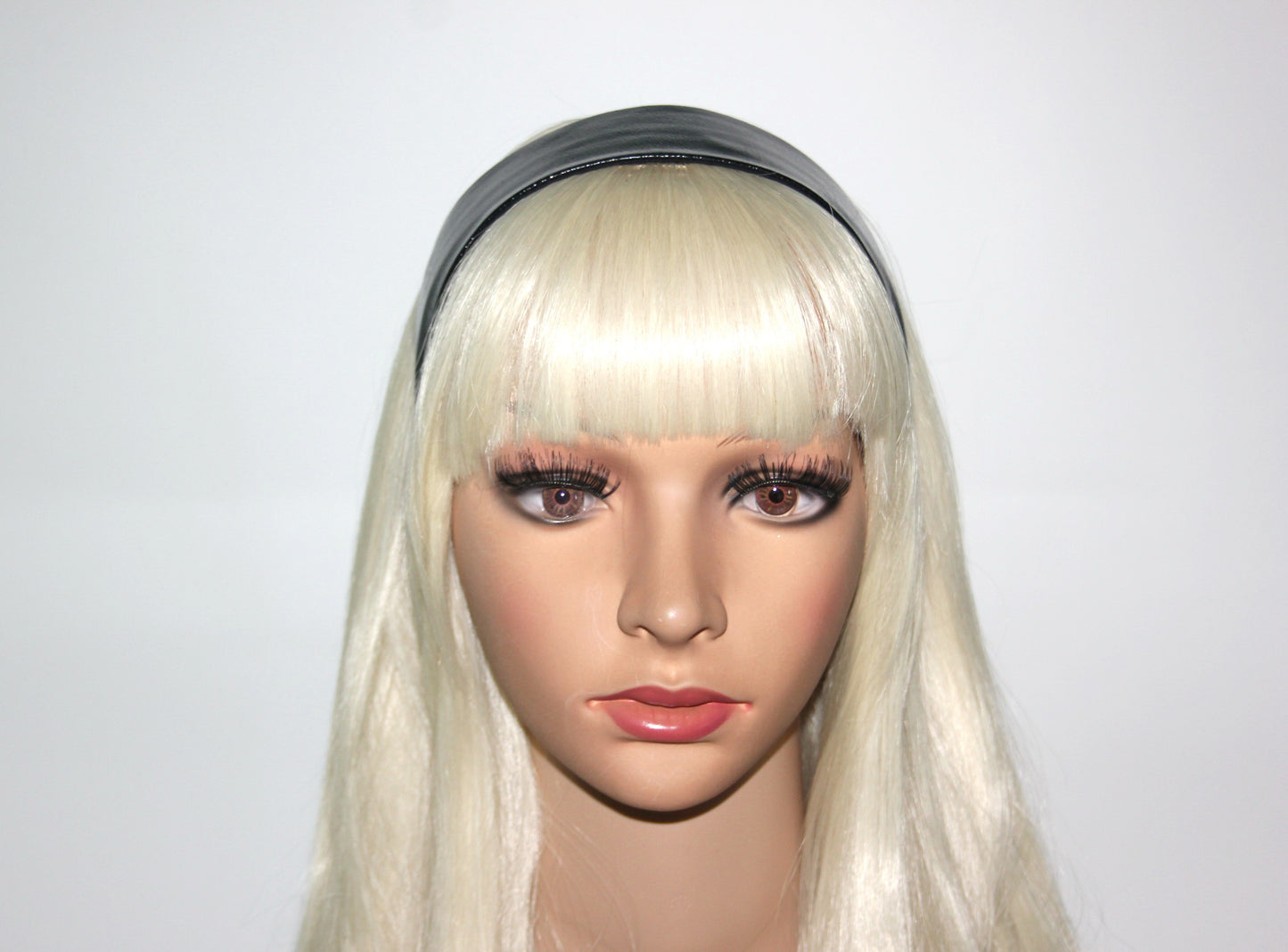 Patent leather flat headband Black rockabilly head scarf Handmade women hairband