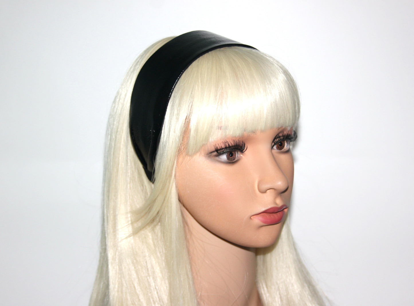 Patent leather flat headband Black rockabilly head scarf Handmade women hairband