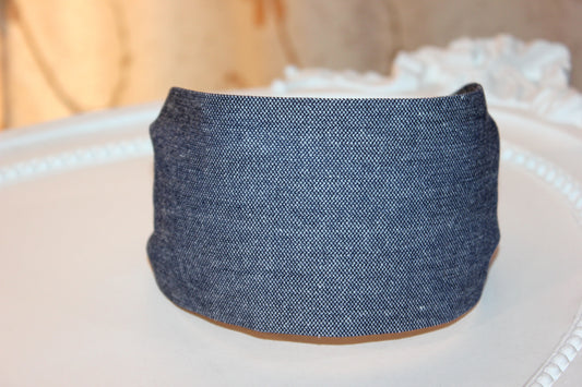 Chambray headband women gray blue fabric hairband