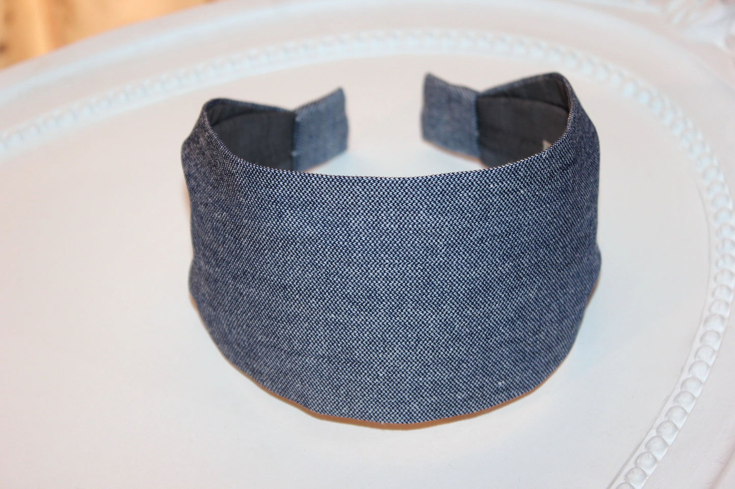 Chambray headband women gray blue fabric hairband