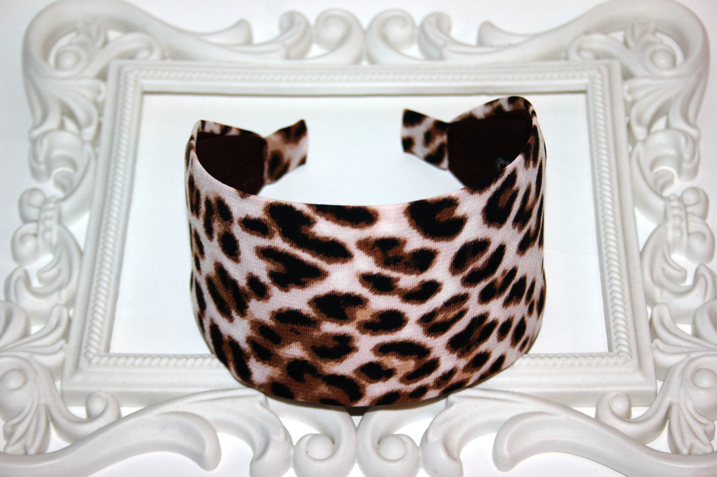 Animal print headband Ivory,Brown & Black wide fabric hairband Comfy head covering