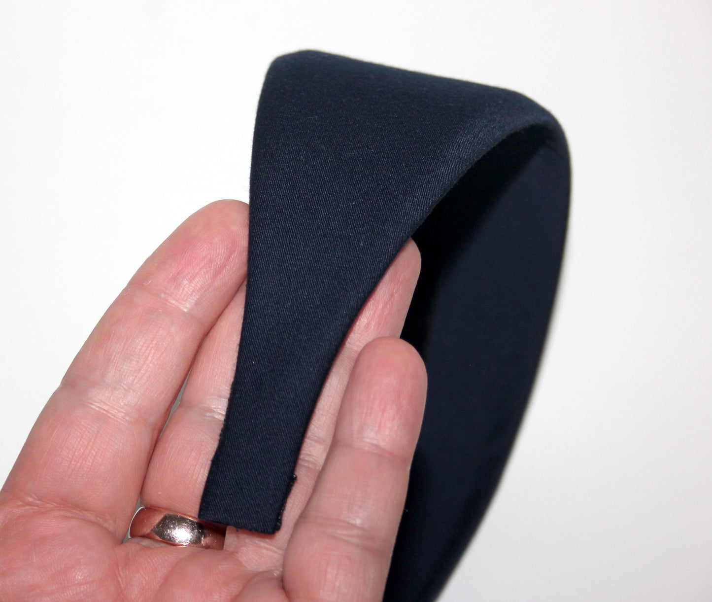 Dark Blue fabric headband Wide head cover for women Waldorf style, plastic free