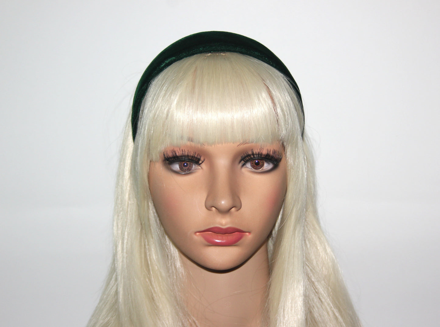 Dark Green silk velvet headband - Adjustable hair band for medium and large head size