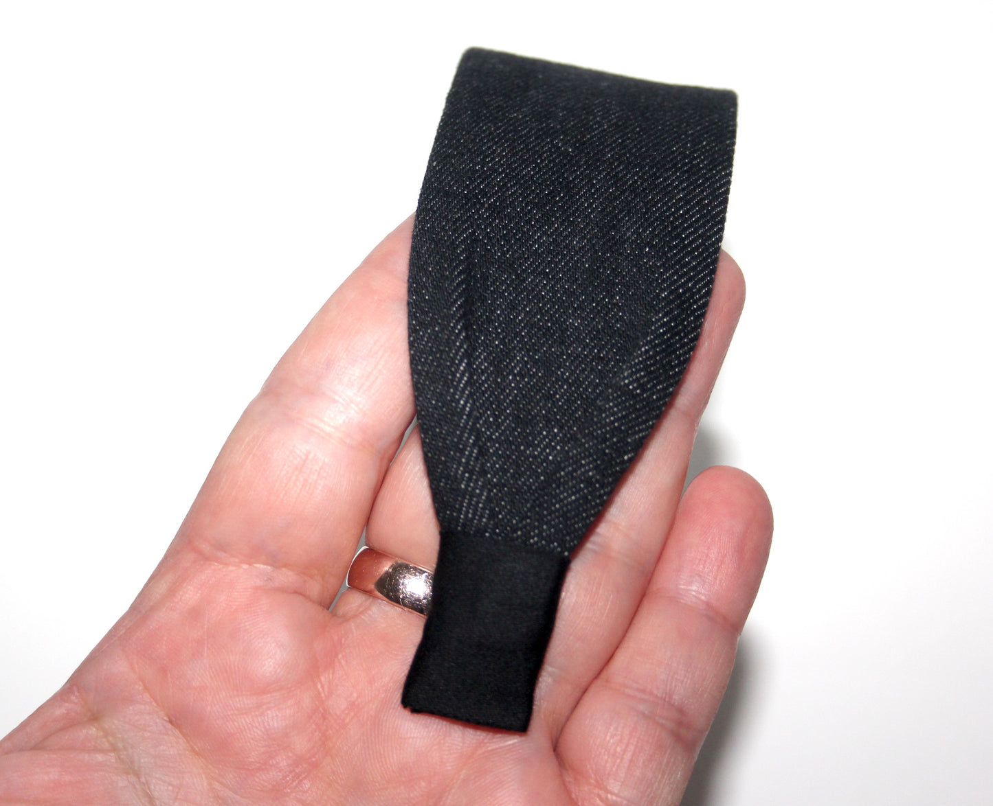 Black melange denim headband Flat hairband scarf