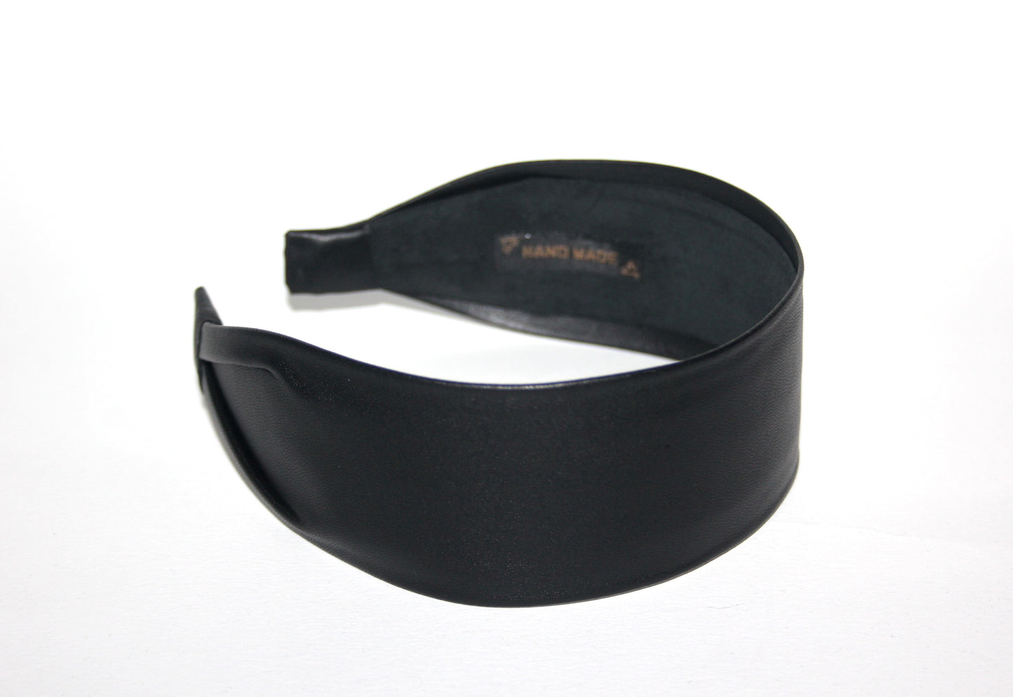 Genuine Black flat headband Italian soft lambskin leather hairband for women, unique design, plastic free