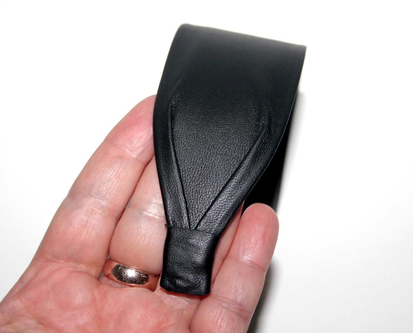 Genuine Black flat headband Italian soft lambskin leather hairband for women, unique design, plastic free
