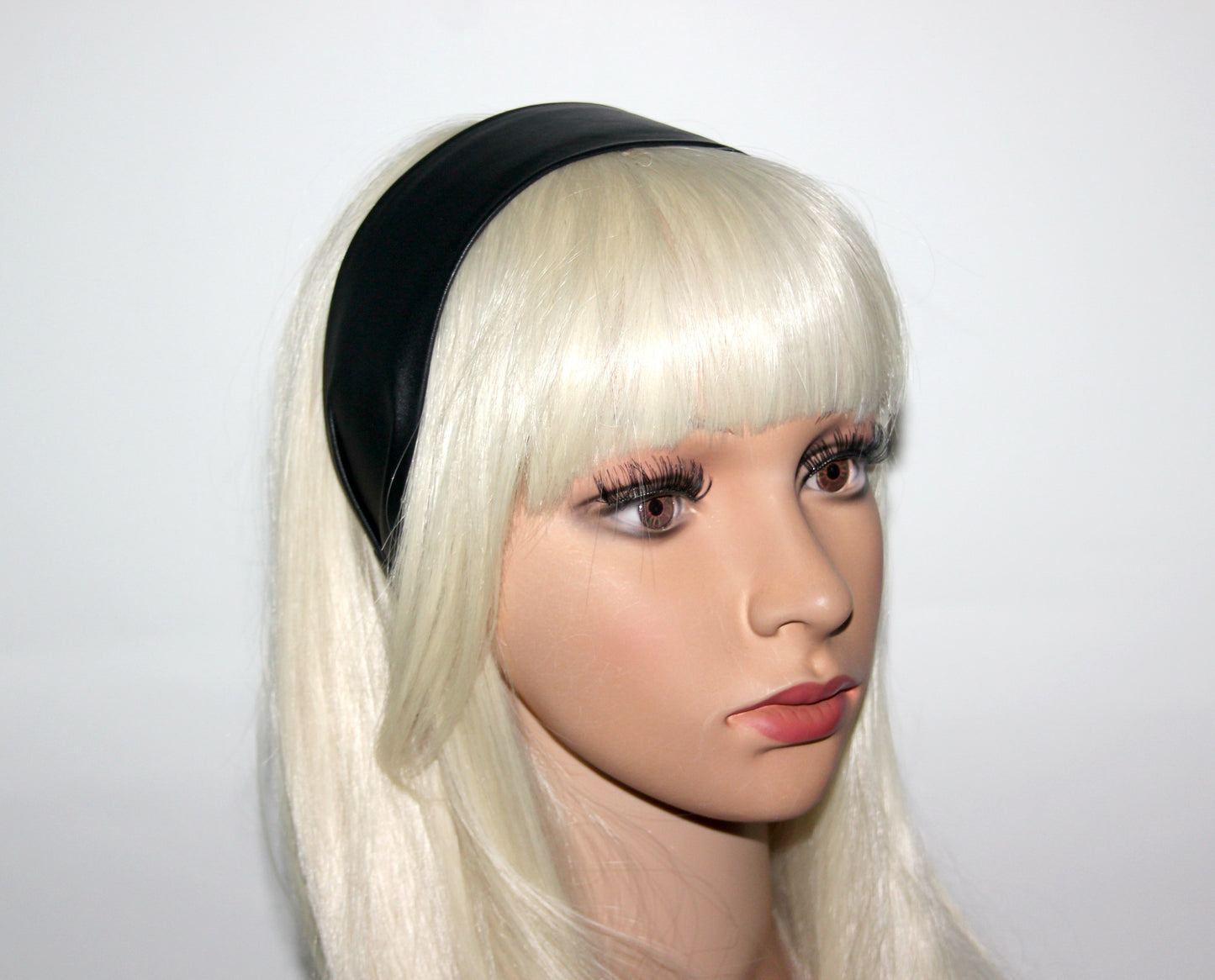 Genuine Black flat headband Italian soft lambskin leather hairband for women, unique design, plastic free