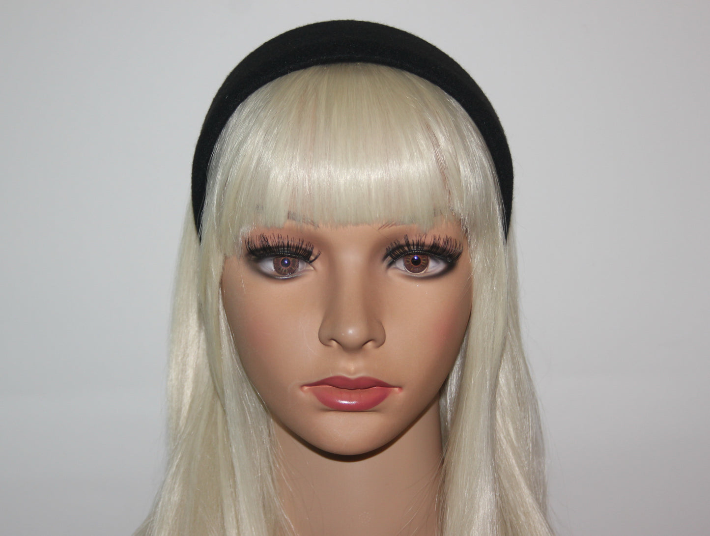 Wool headband Black warm head scarf Extra wide head cover, plastic free