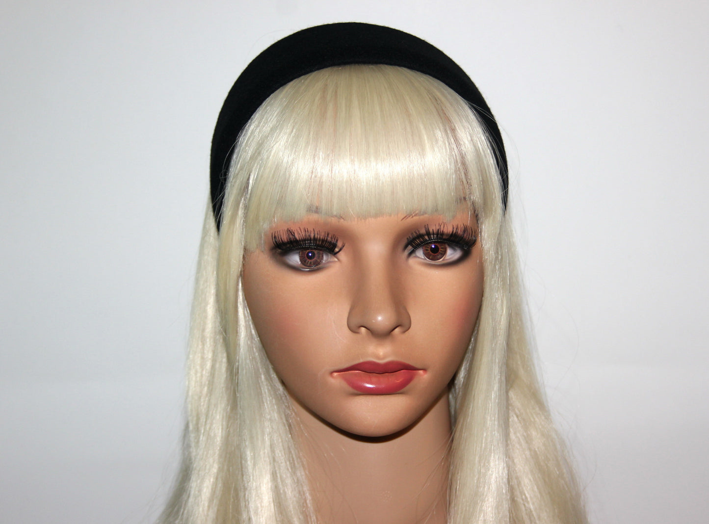Wool flannel headband Black warm head scarf Extra wide head cover, plastic free