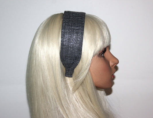 Women Headband Black & White business attire woman head scarf Wide cotton blend hairband