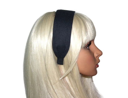 Charcoal Gray linen flat headband Handmade women hairband