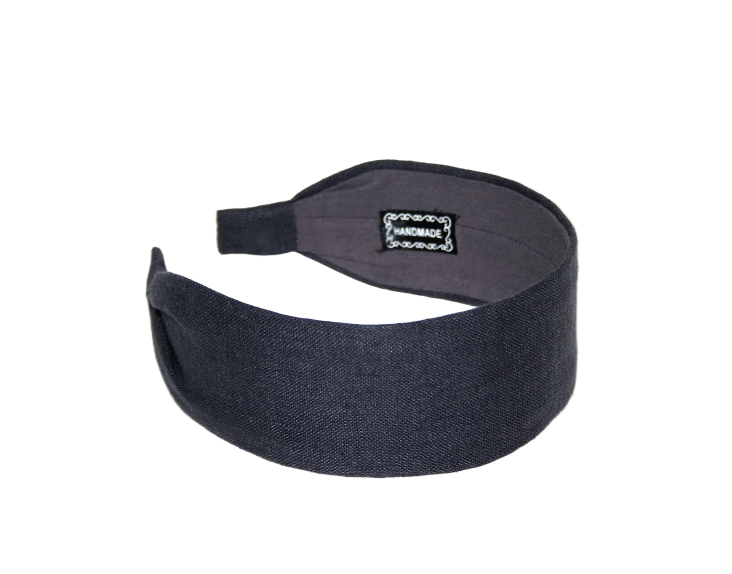 Charcoal Gray linen flat headband Handmade women hairband