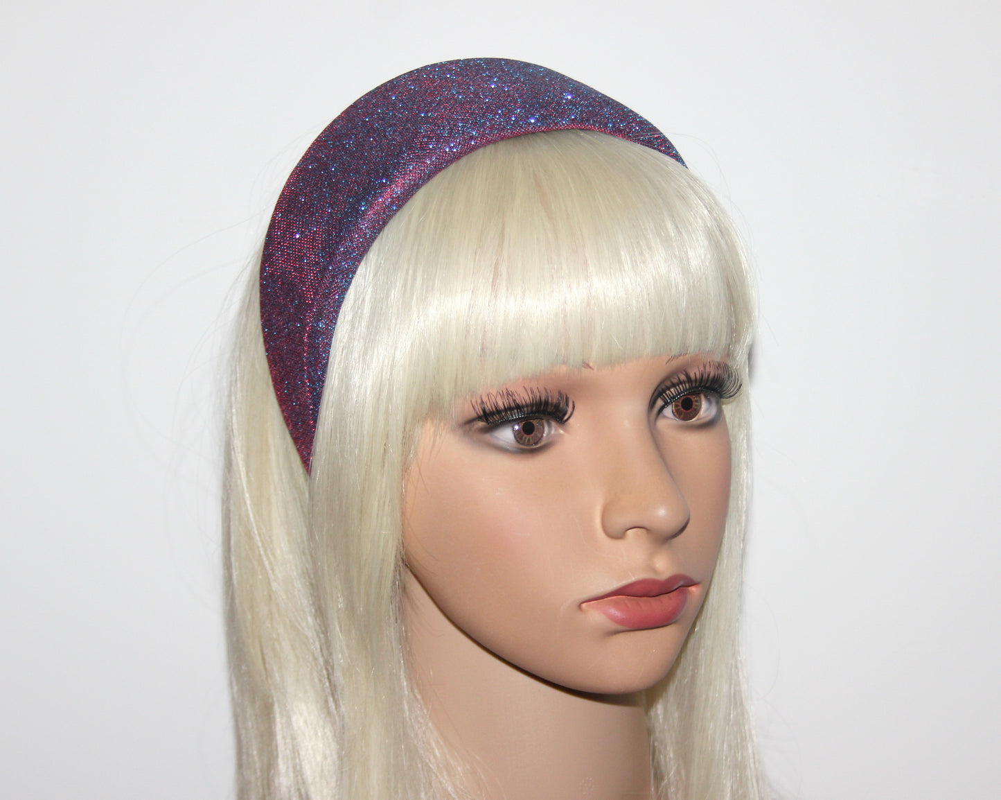 Stardust padded headband, Iridescent Purple sparkle head scarf, plastic free