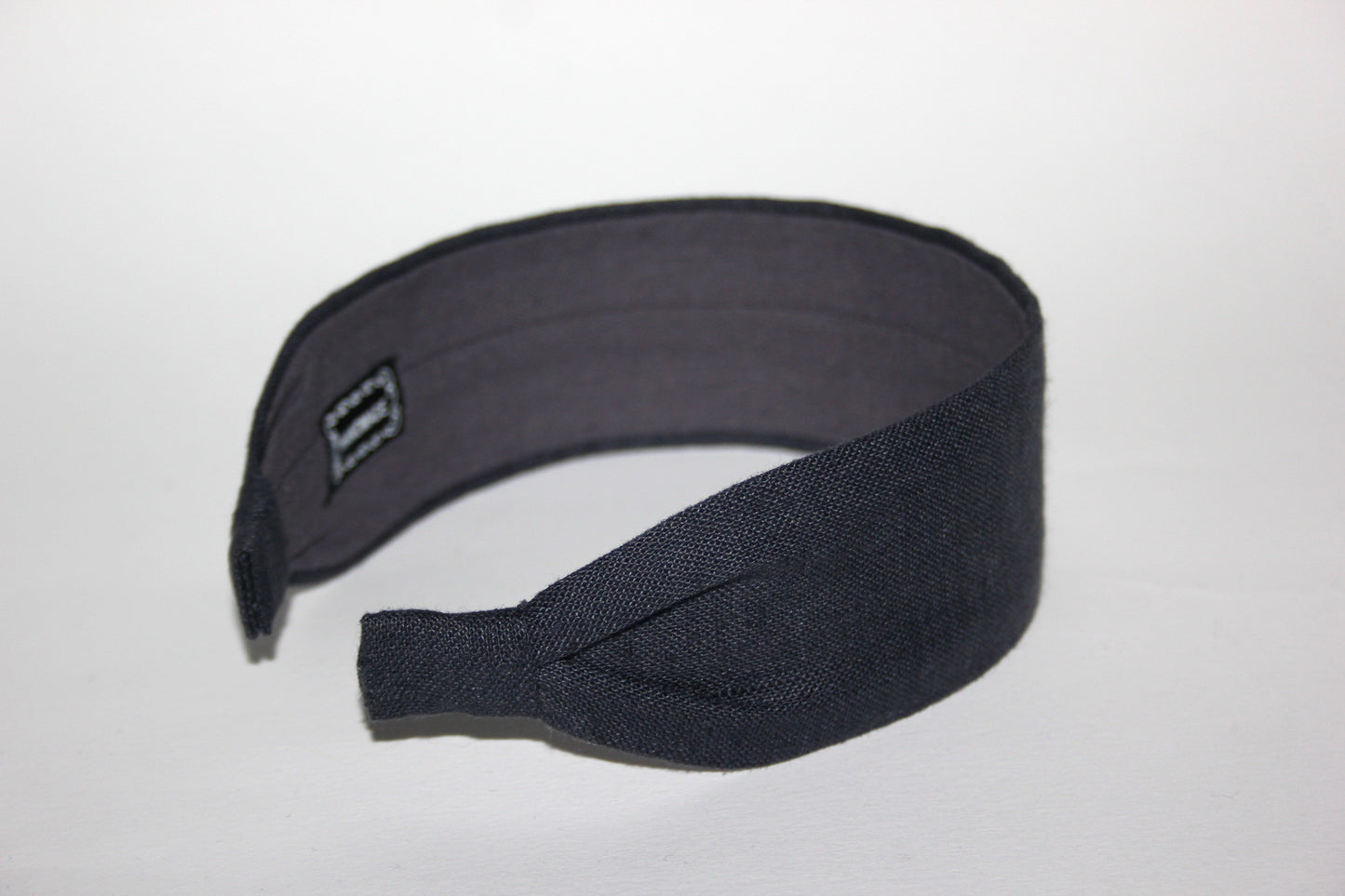 Charcoal Gray linen flat headband Handmade women hairband