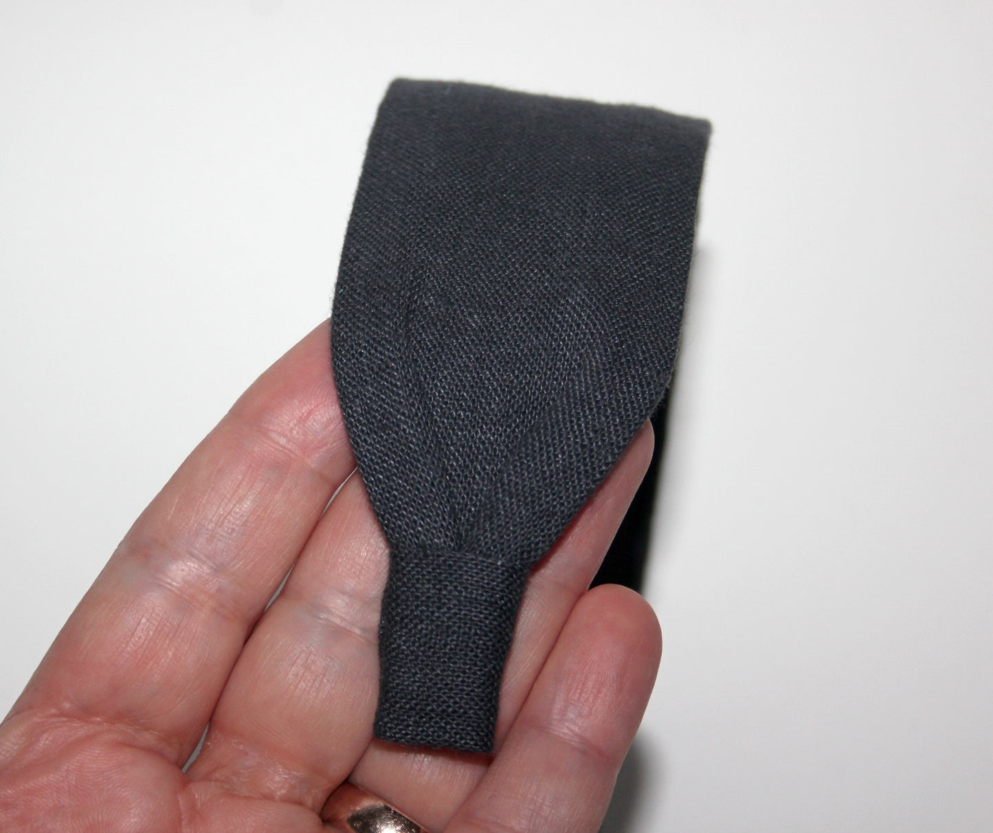 Charcoal Gray linen flat headband Handmade women hairband