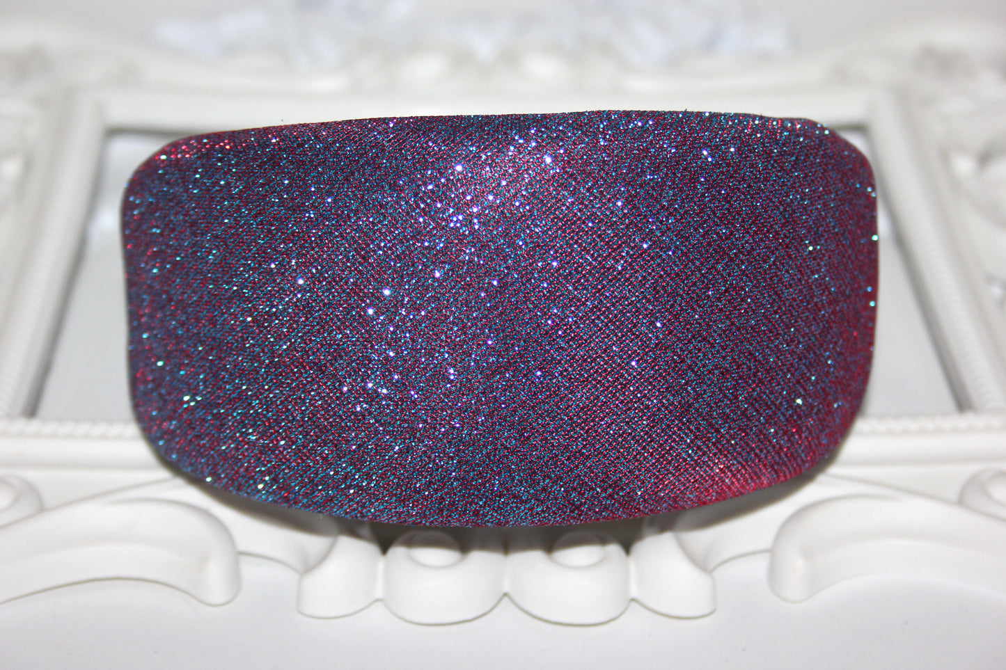 Stardust padded headband, Iridescent Purple sparkle head scarf, plastic free