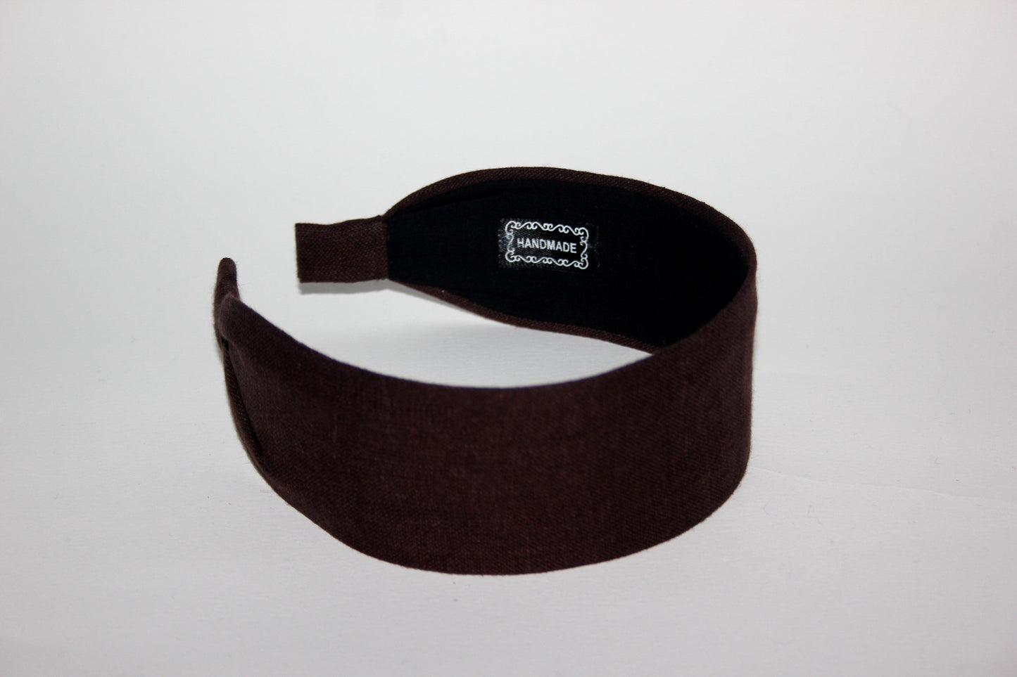 Dark Brown linen flat headband Handmade women hairband