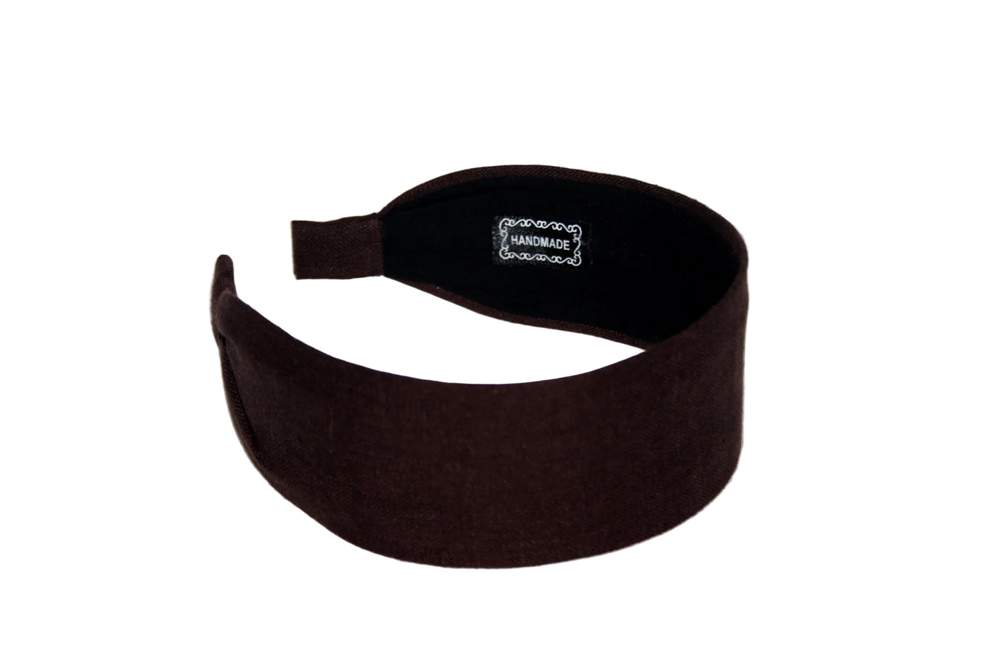 Dark Brown linen flat headband Handmade women hairband