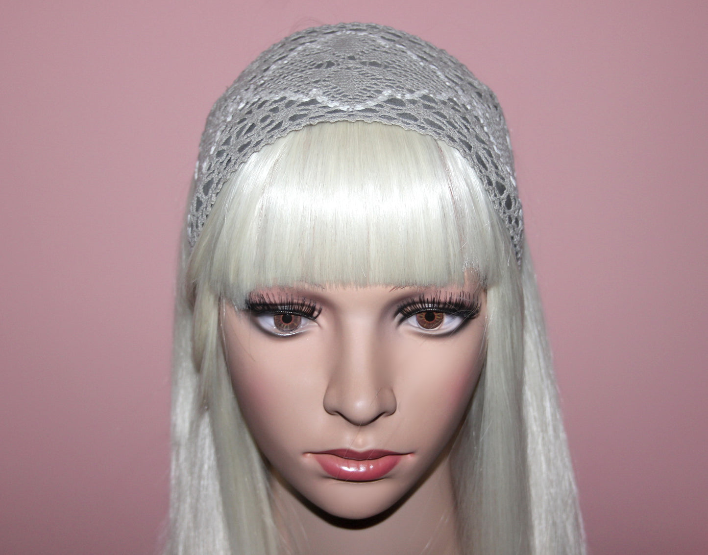 Retro headband for women 4"inch Gray wide alopecia head scarf Knitted cotton hairband