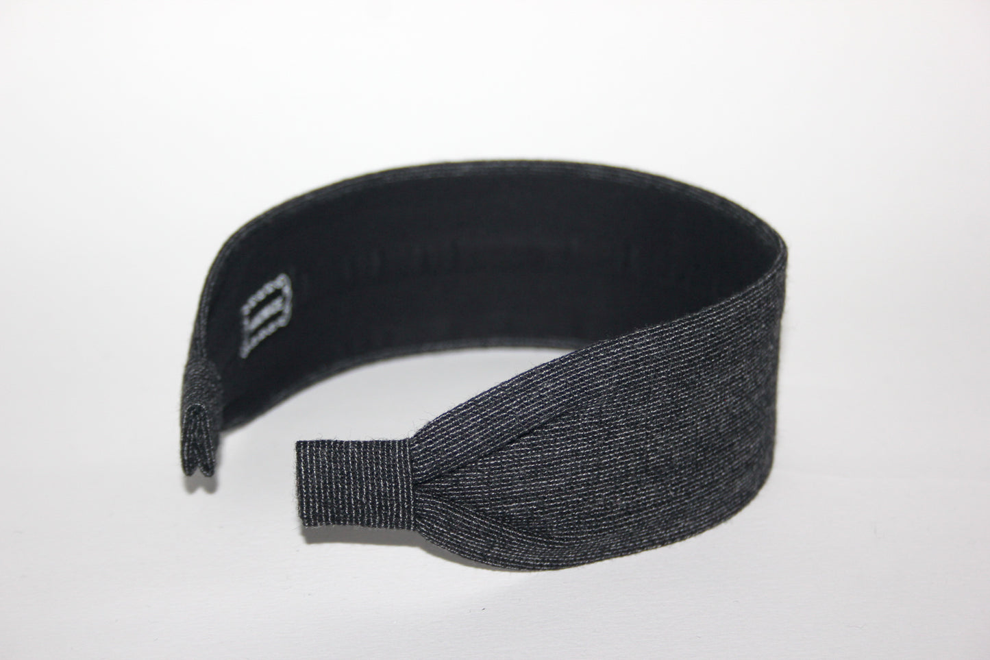 Dark Gray wool stripe headband Handmade warm flat hairband for women