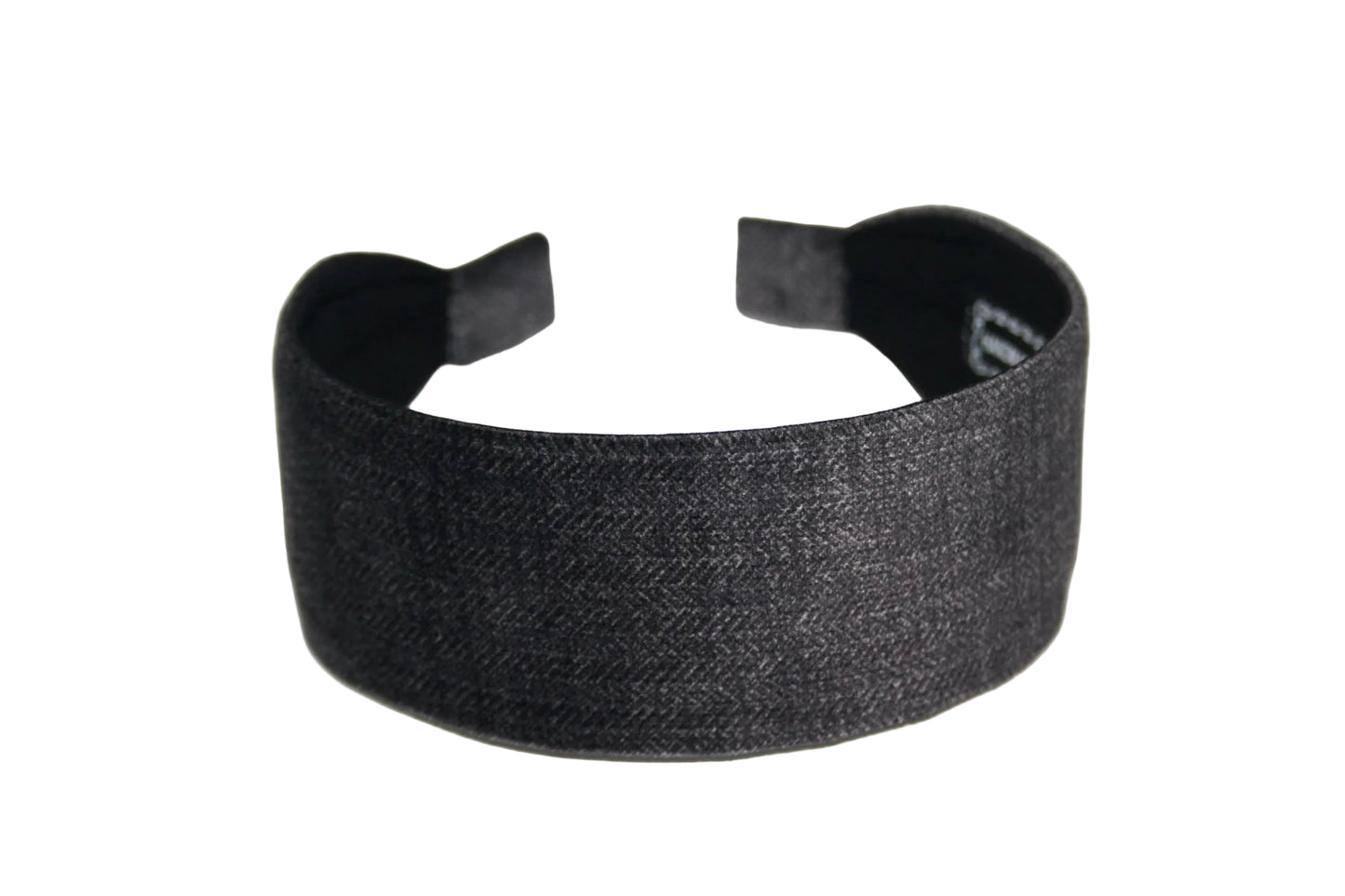 Dark Gray velvet headband Herringbone flat hairband scarf, adjustable, plastic free