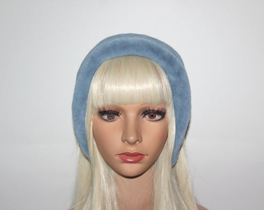 Light Azure earmuffs Rabbit faux fur headband turban Skiing headphones for women