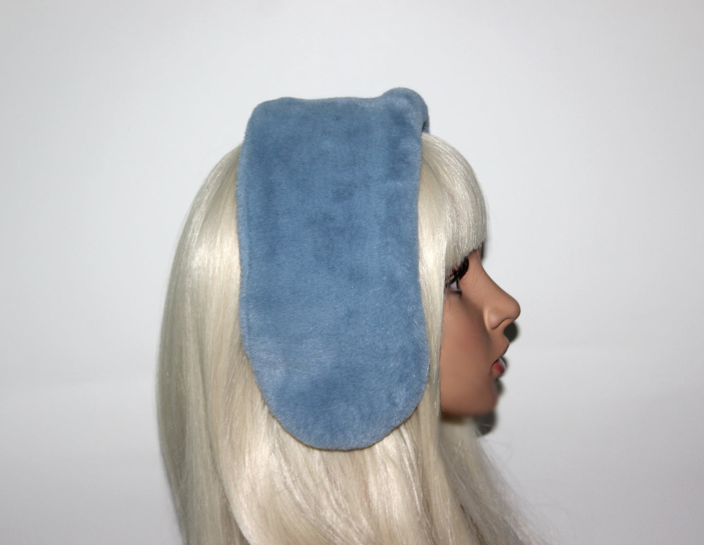 Light Azure earmuffs Rabbit faux fur headband turban Skiing headphones for women