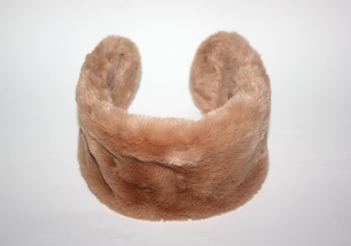 Light Brown earmuffs Rabbit faux fur headband turban Skiing headphones for women