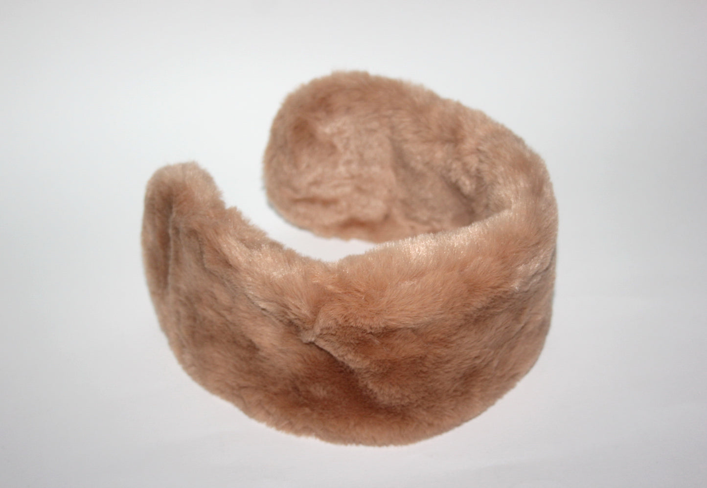 Light Brown earmuffs Rabbit faux fur headband turban Skiing headphones for women