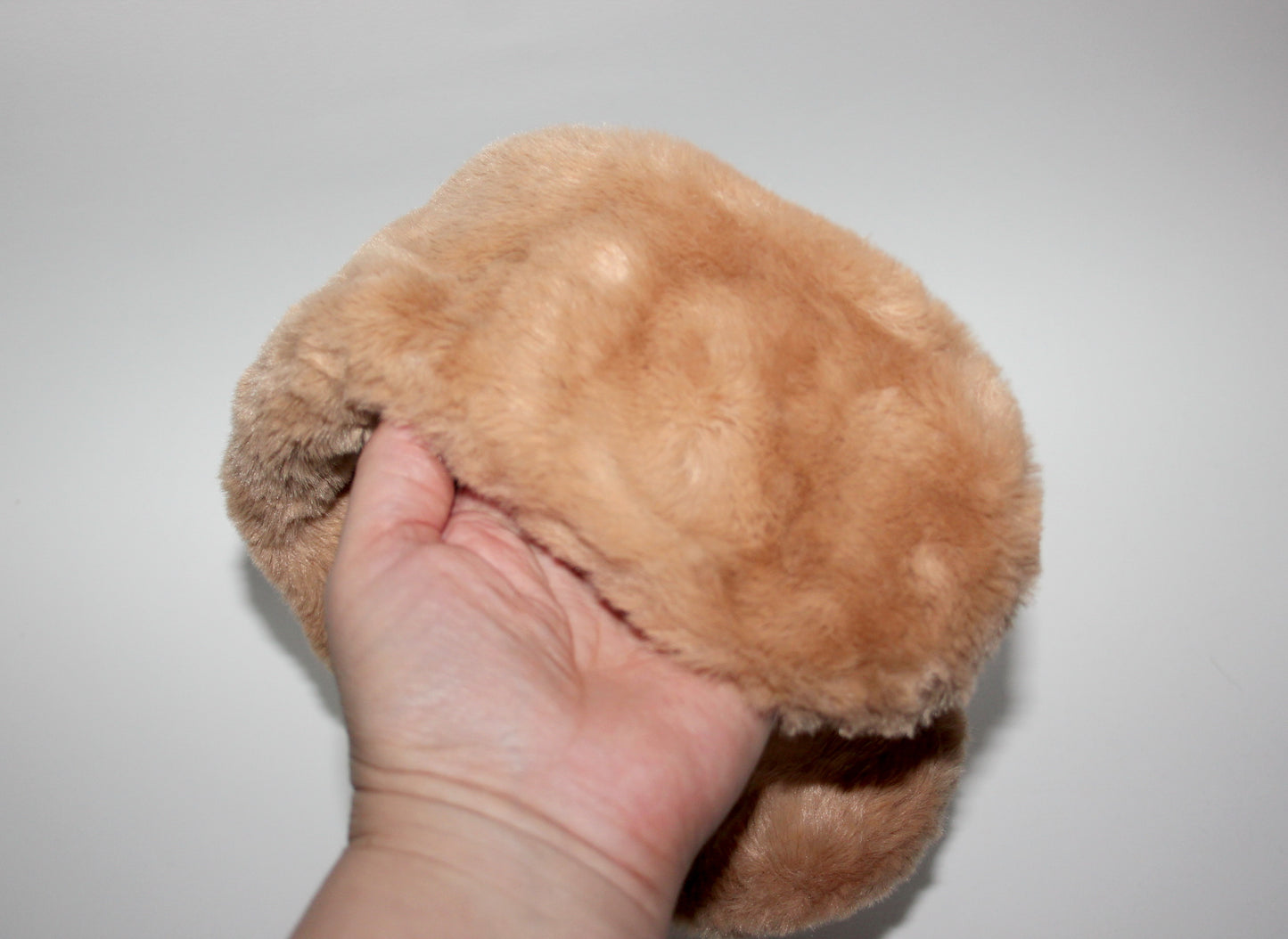 Light Brown earmuffs Rabbit faux fur headband turban Skiing headphones for women