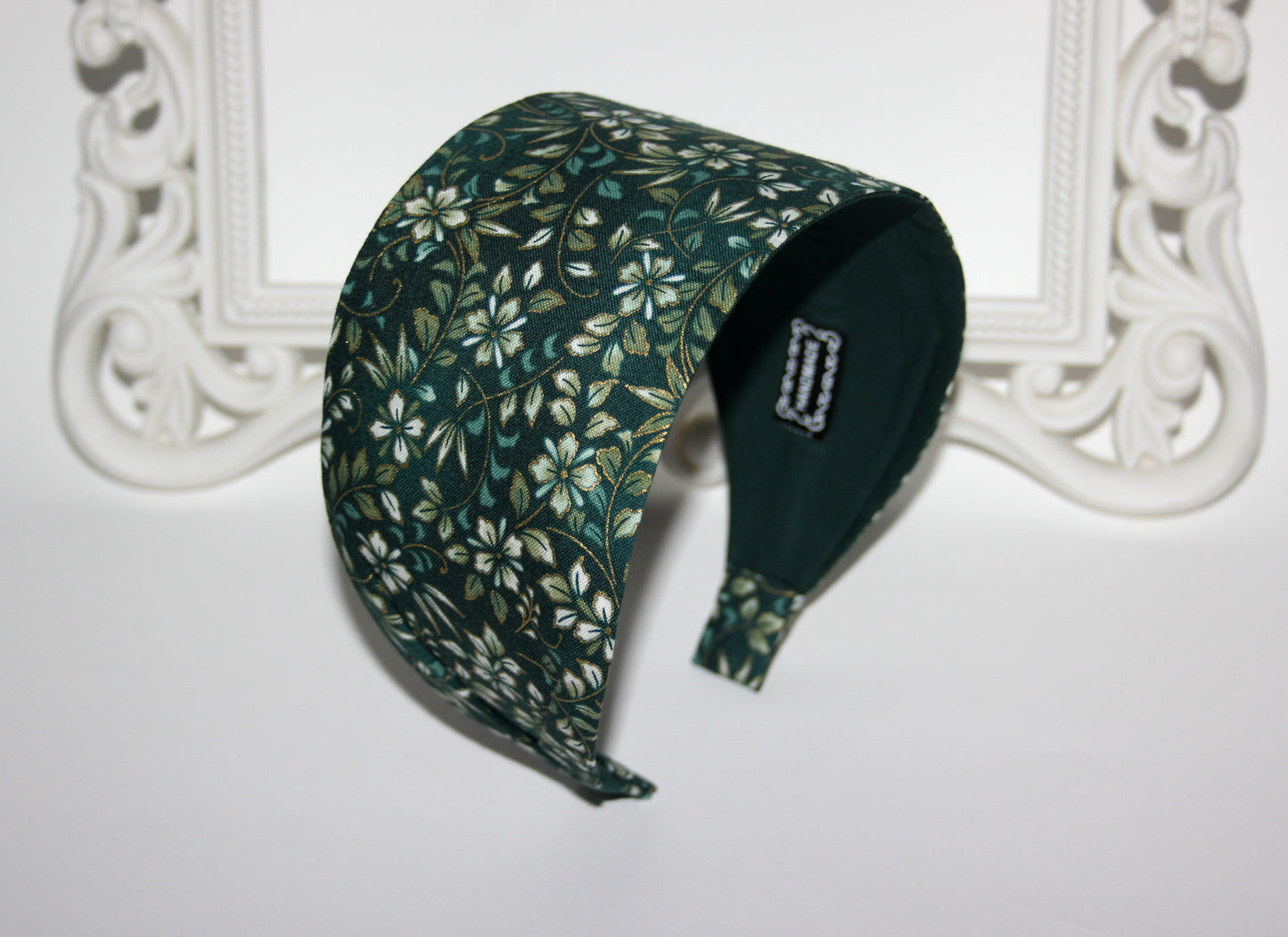 Dark Green cotton headband Flower print headcover