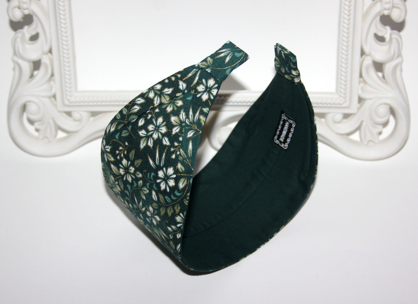 Dark Green cotton headband Flower print headcover