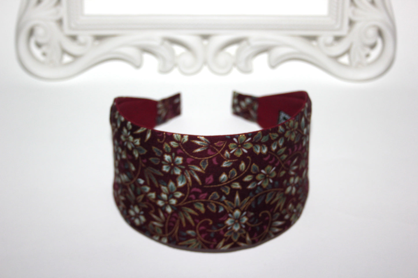 Dark Maroon cotton headband Flower print headcover