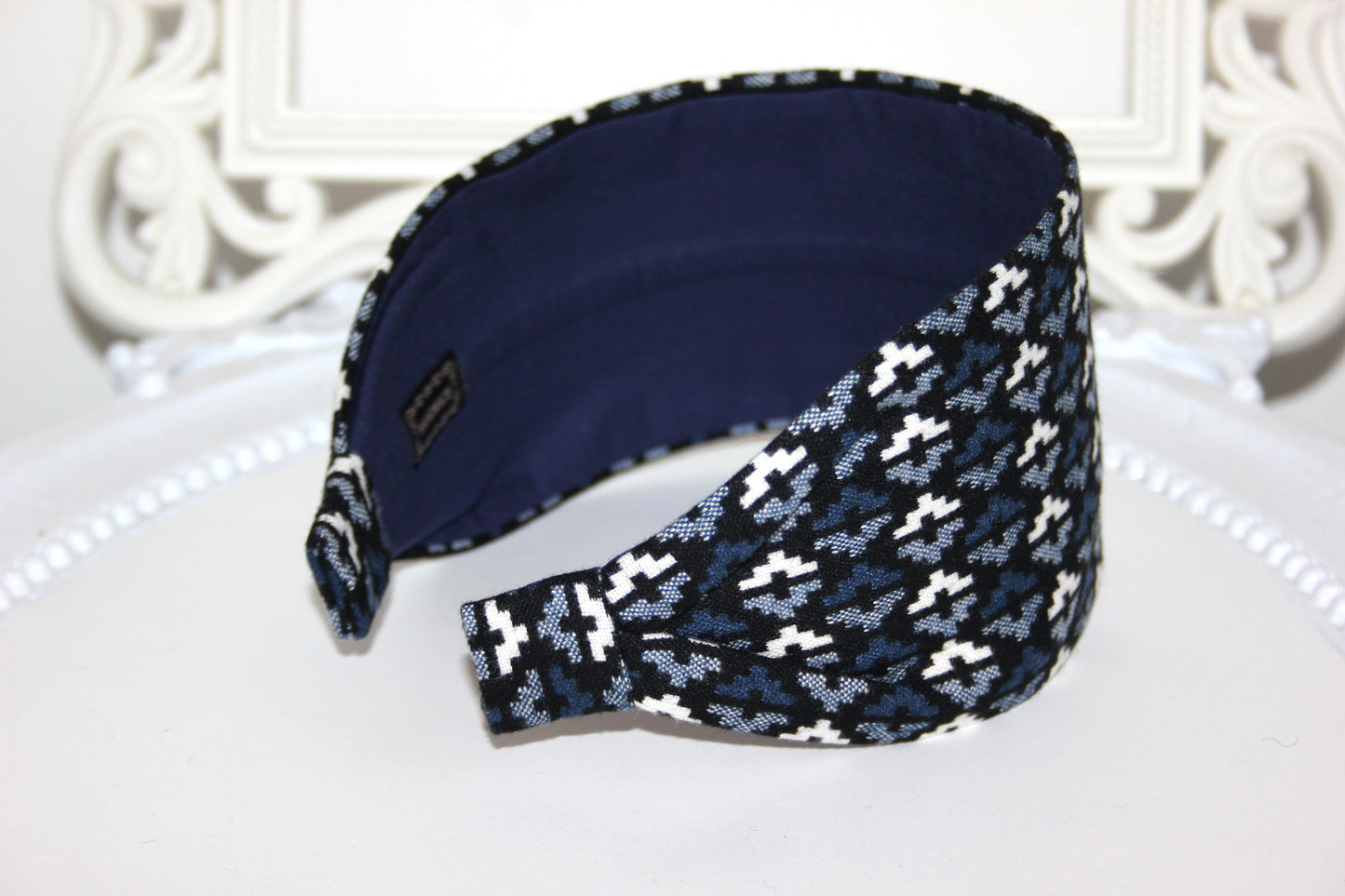 Flat headband for women Traditional hairband Dark Blue headwrap