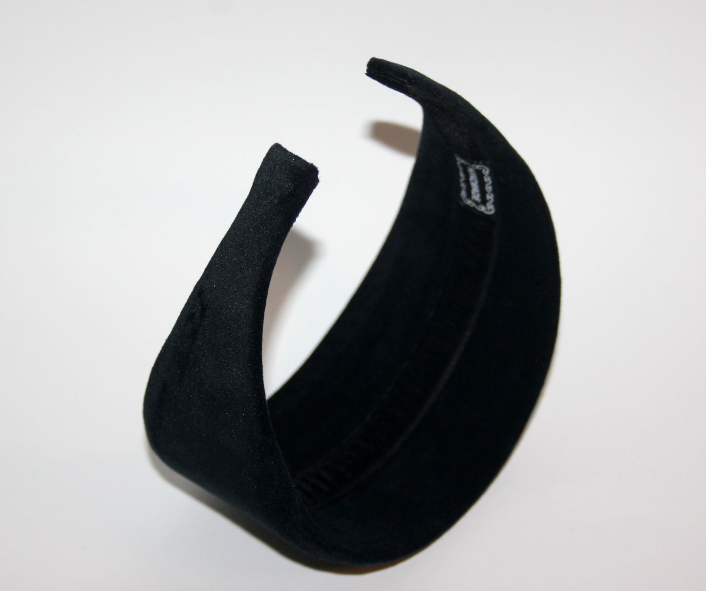 Black poly velvet headband for women, wide hairband, plastic free