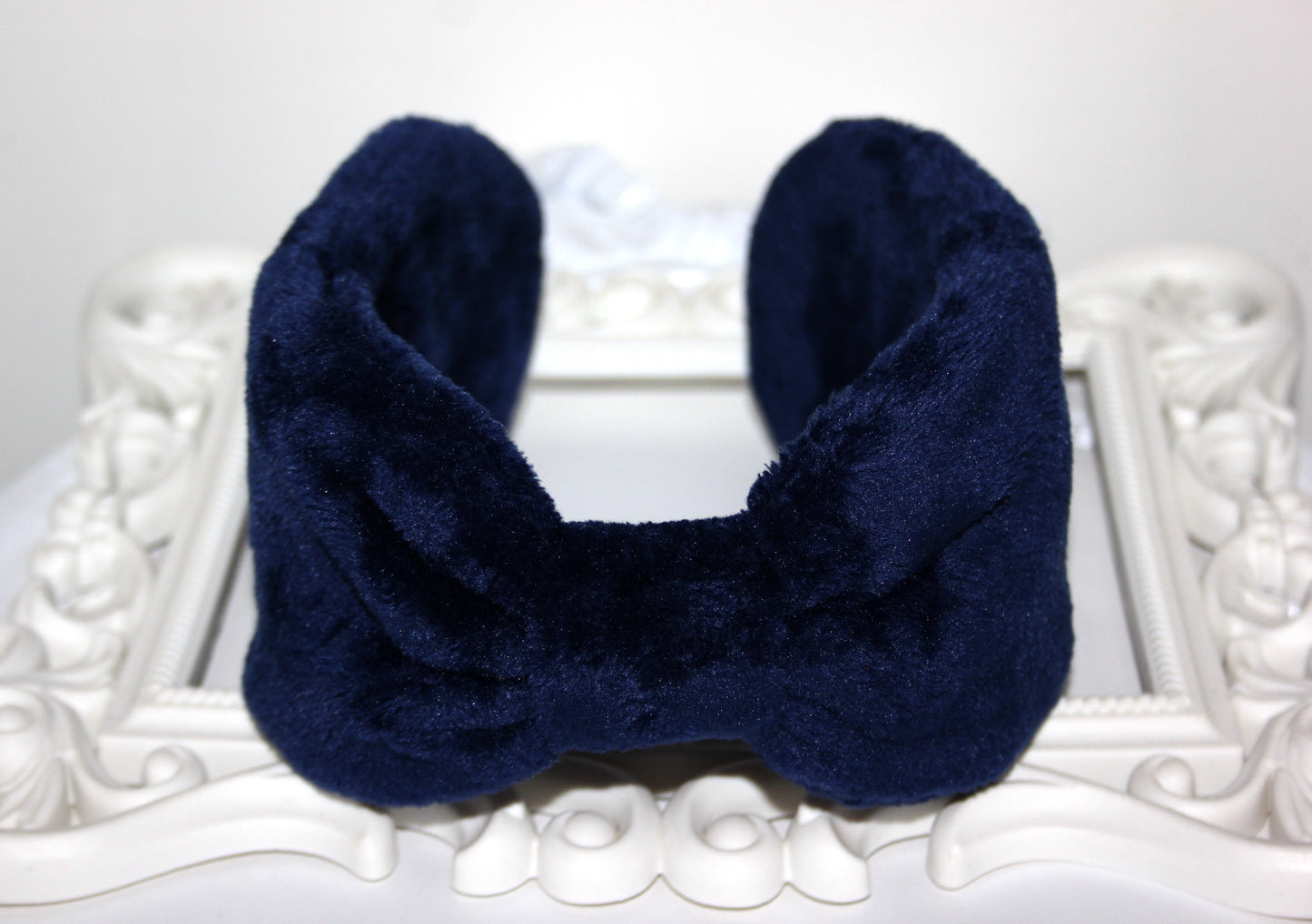 Short fur ear warmer Dark Blue faux fur earmuffs women Average thickness headband turban Skiing & Running earmuff