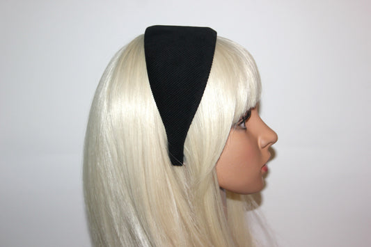 Black medium corduroy velvet headband, cotton velvet hairband, plastic free