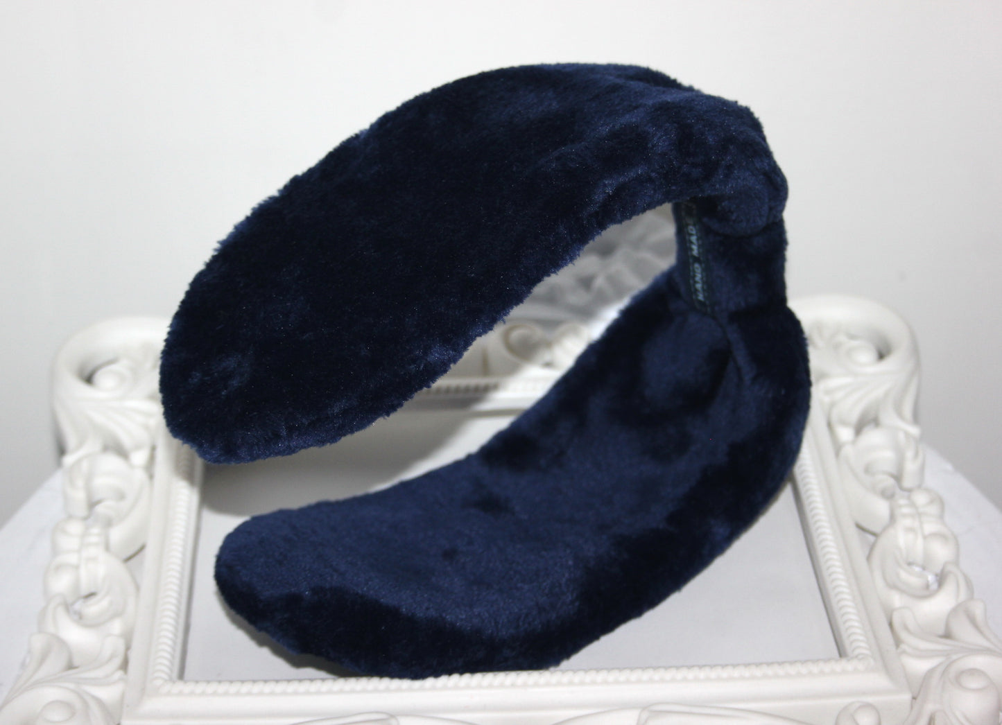 Short fur ear warmer Dark Blue faux fur earmuffs women Average thickness headband turban Skiing & Running earmuff