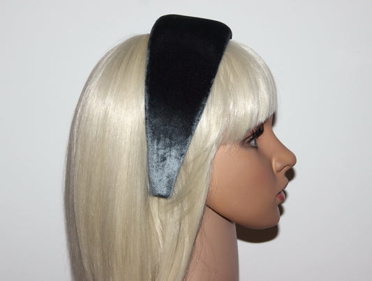 Gray Padded velvet headband, Elegant head cover, plastic free
