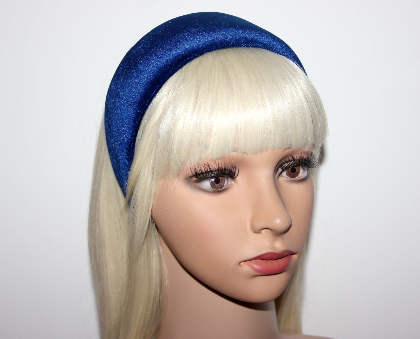 Royal Blue padded velvet headband, Elegant head cover, plastic free