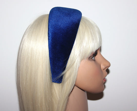 Royal Blue padded velvet headband, Elegant head cover, plastic free