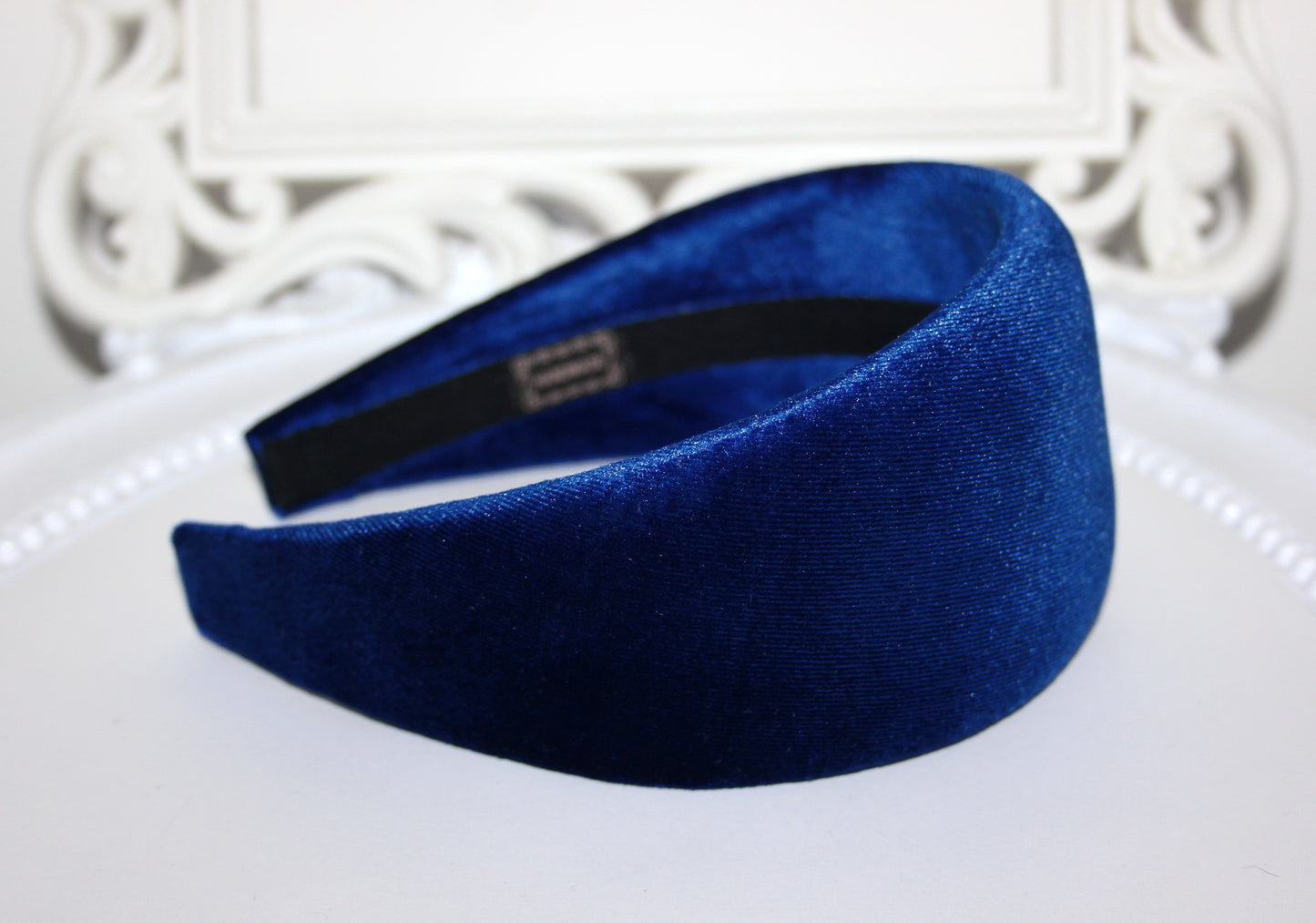 Royal Blue padded velvet headband, Elegant head cover, plastic free