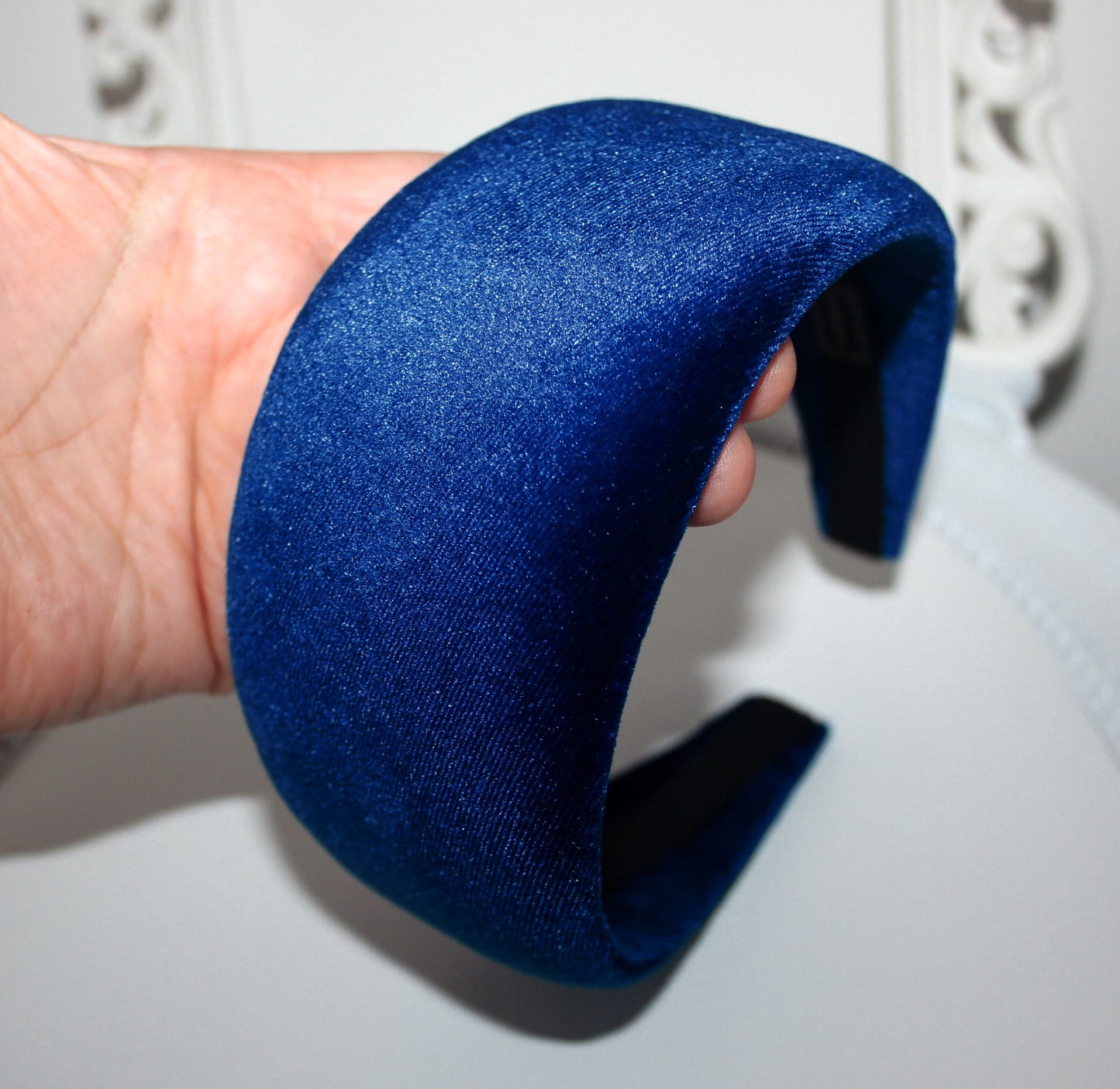 Royal Blue padded velvet headband, Elegant head cover, plastic free