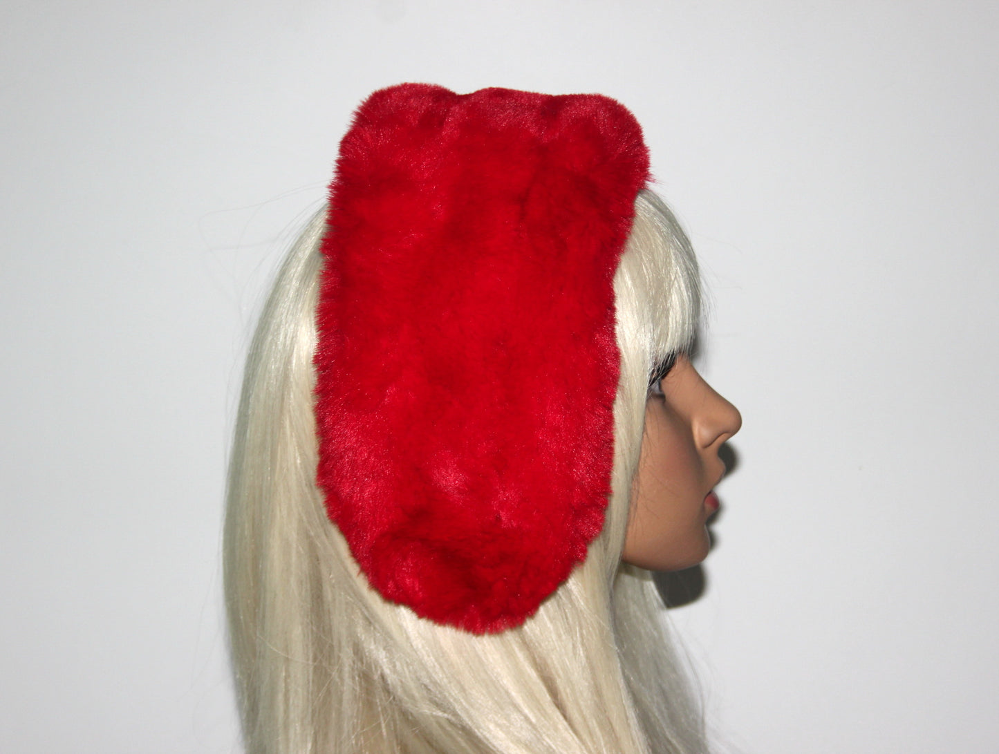 Red earmuffs Rabbit faux fur headband turban Skiing headphones for women