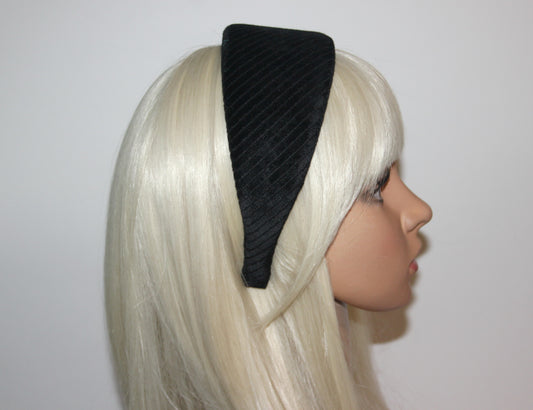Black Large corduroy velvet cotton headband, Thick hairband, plastic free