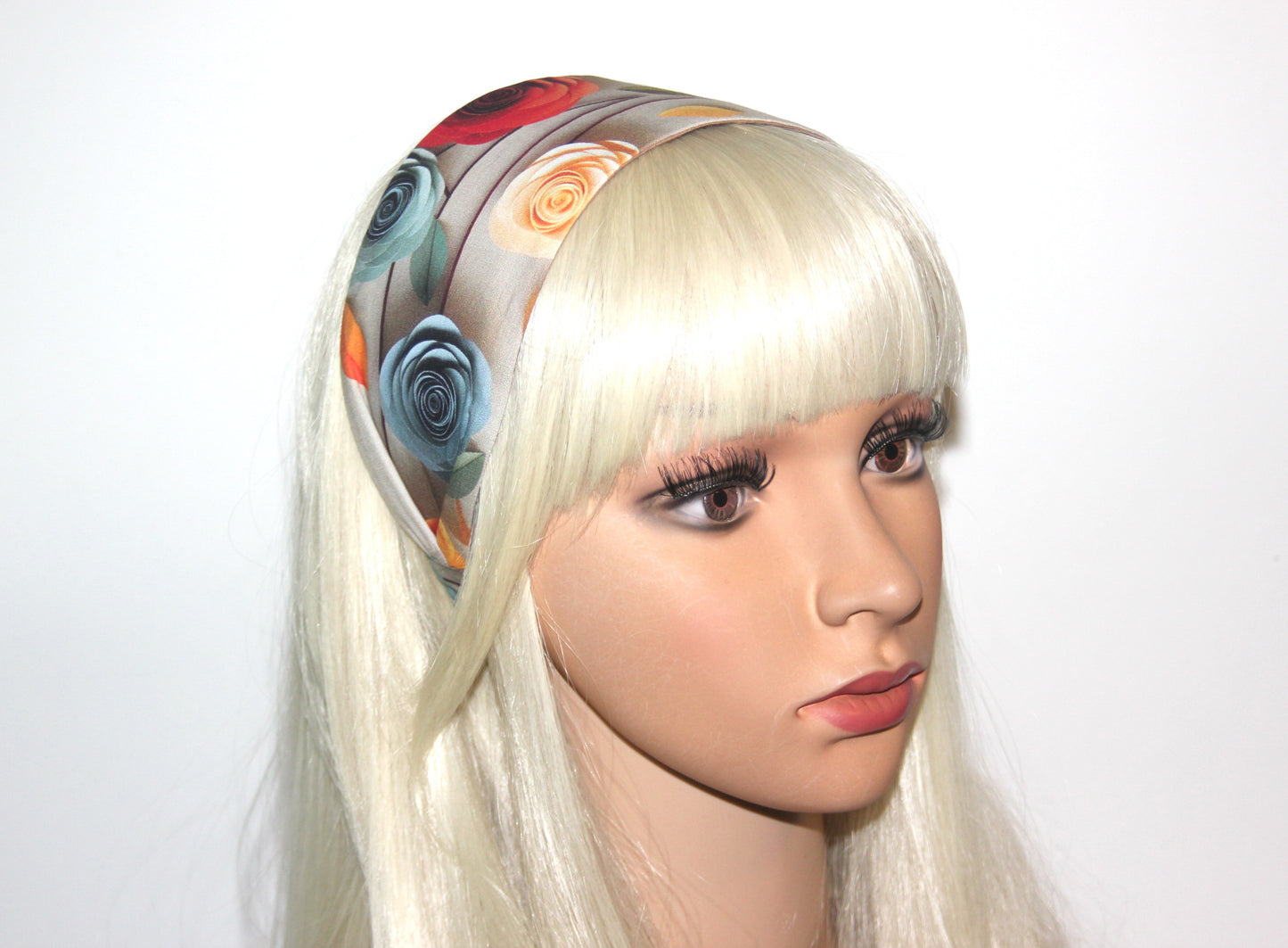 Headband for women Fabulous 3D roses print headcover Wide poly cotton hairband