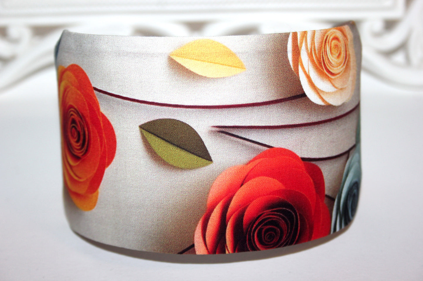 Headband for women Fabulous 3D roses print headcover Wide poly cotton hairband