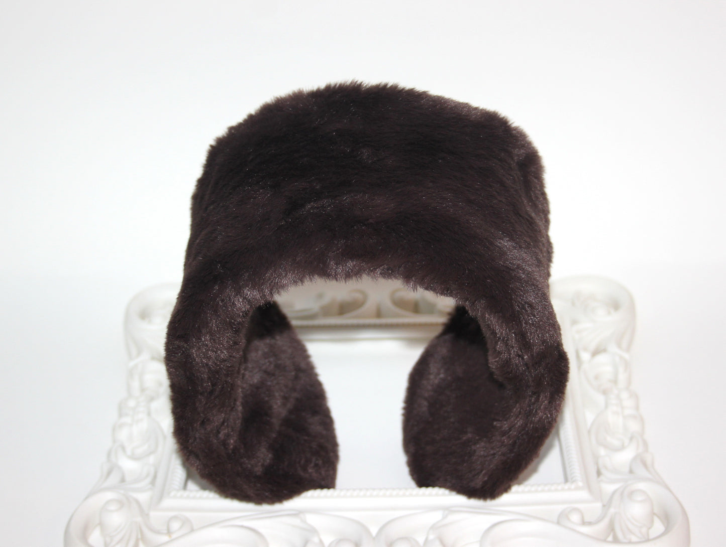 Dark Brown earmuffs Rabbit faux fur headband turban Skiing headphones for women